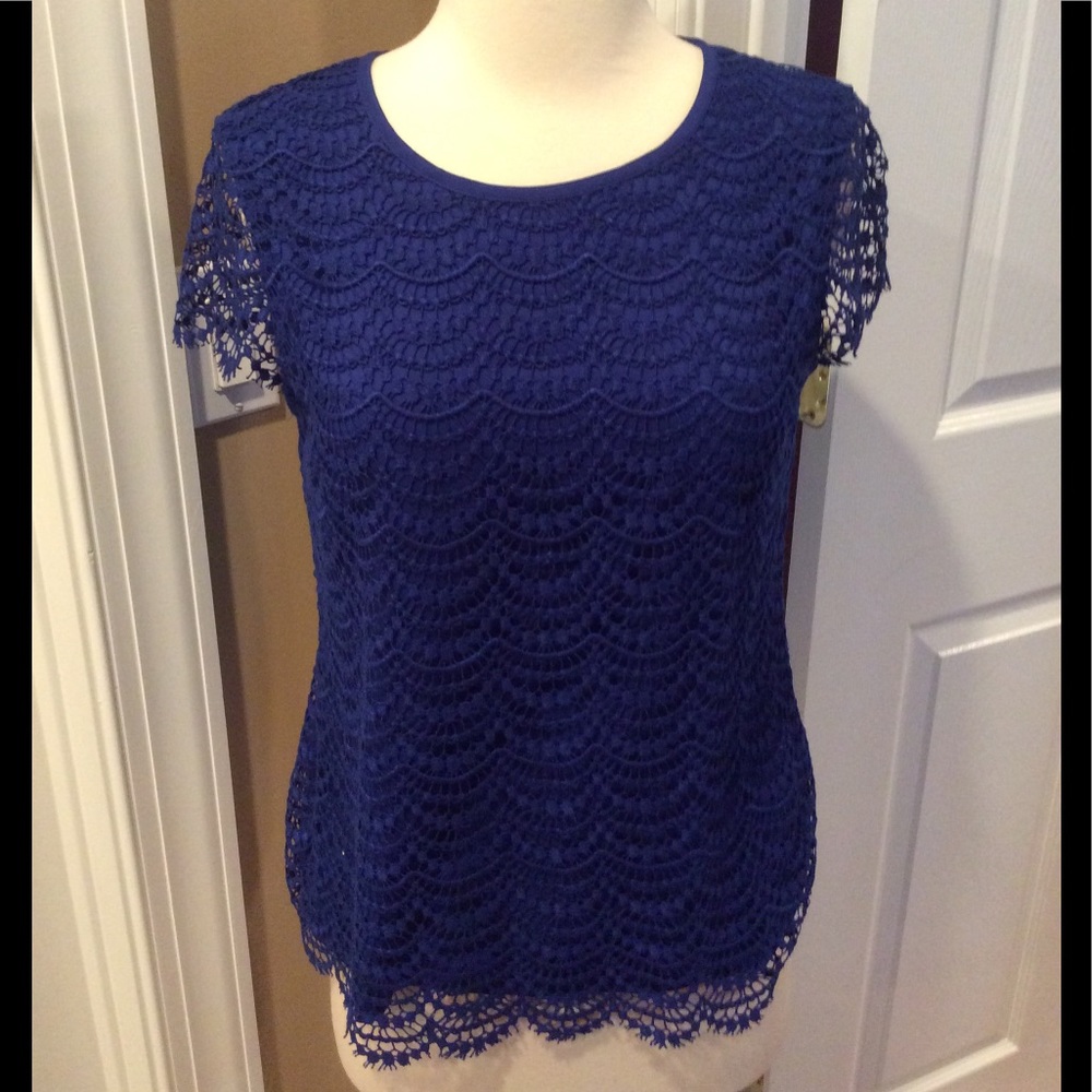 Banana republic royal blue lace blouse SZ 2