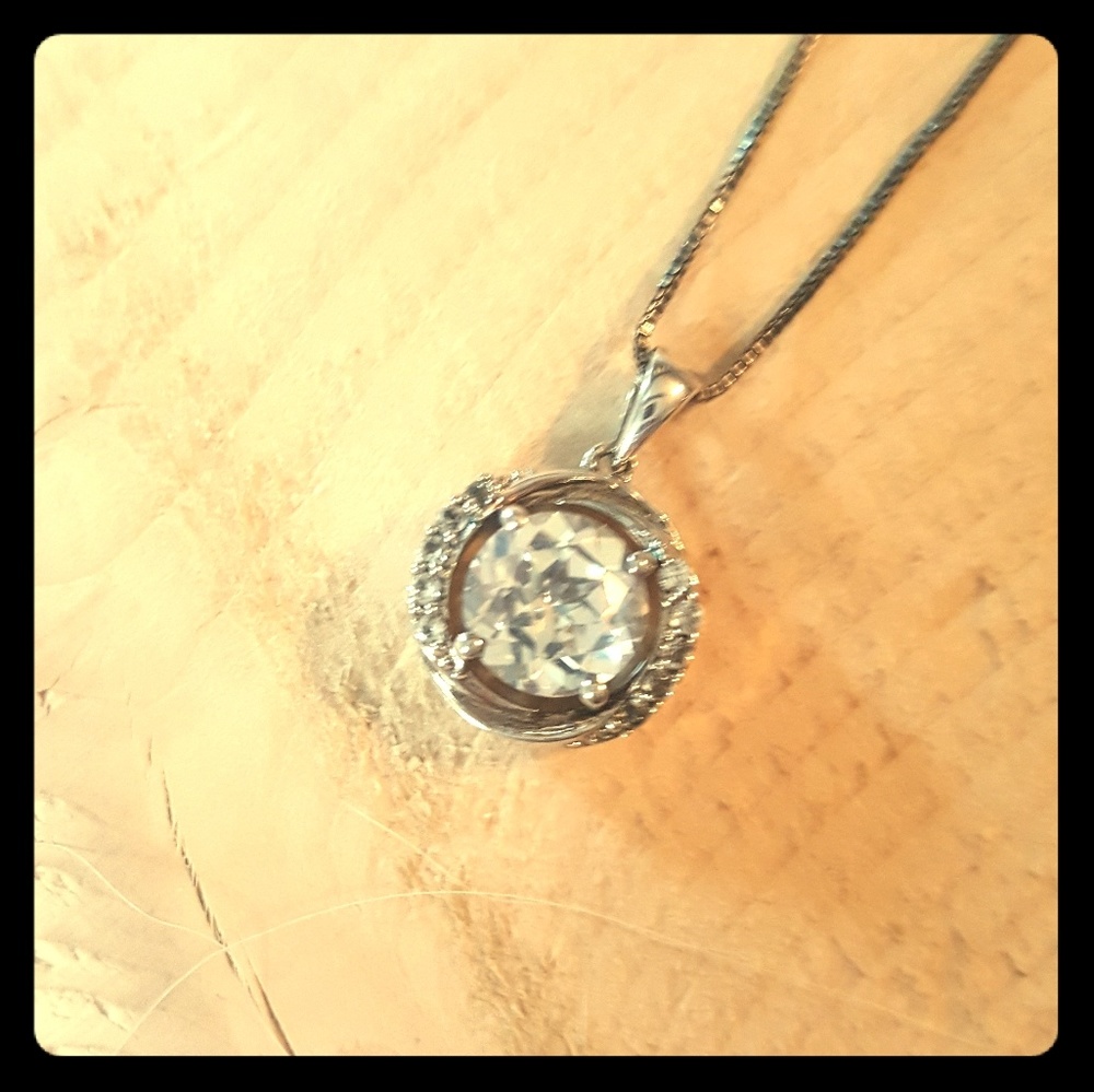White sapphire w/diamonds necklace from Kays