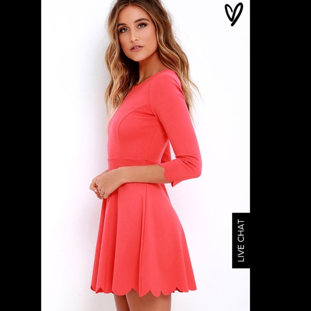 Lulu's -Cumulonimbus Clouds Coral Red Skater Dress