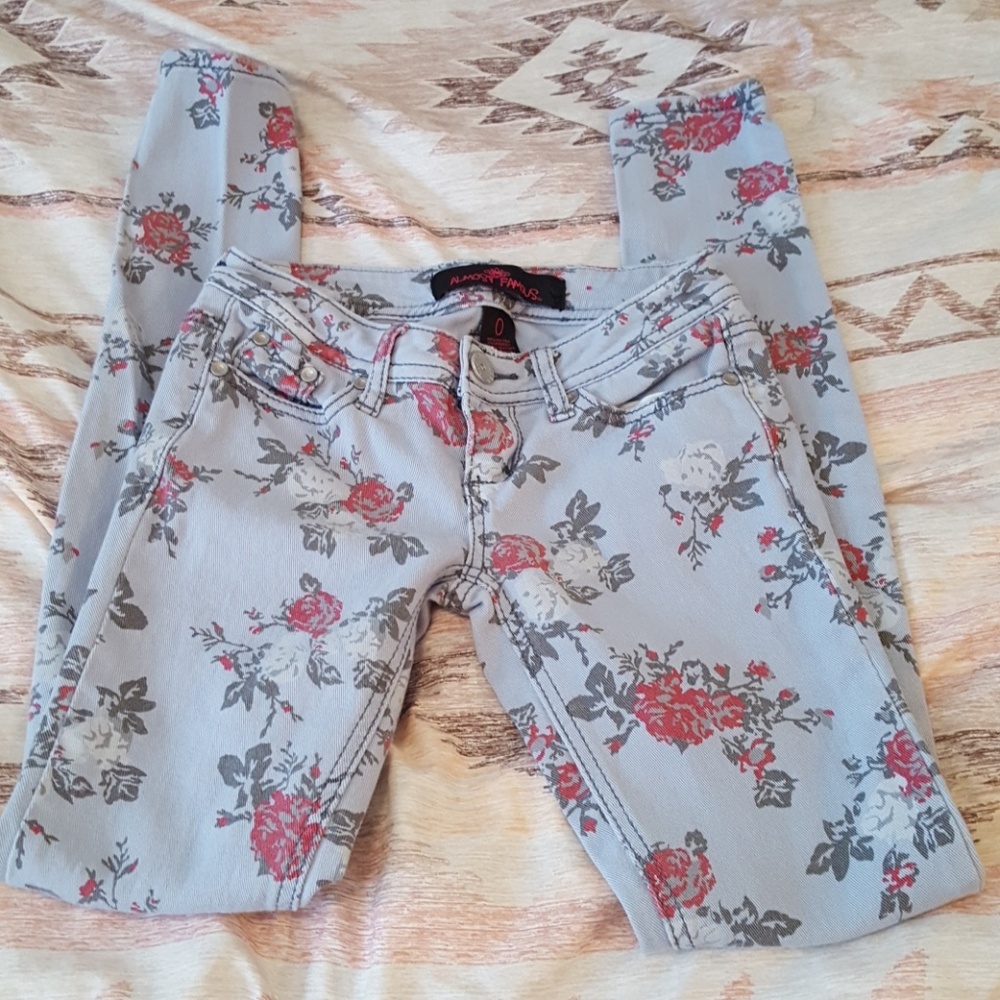 Floral print skinny jeans
