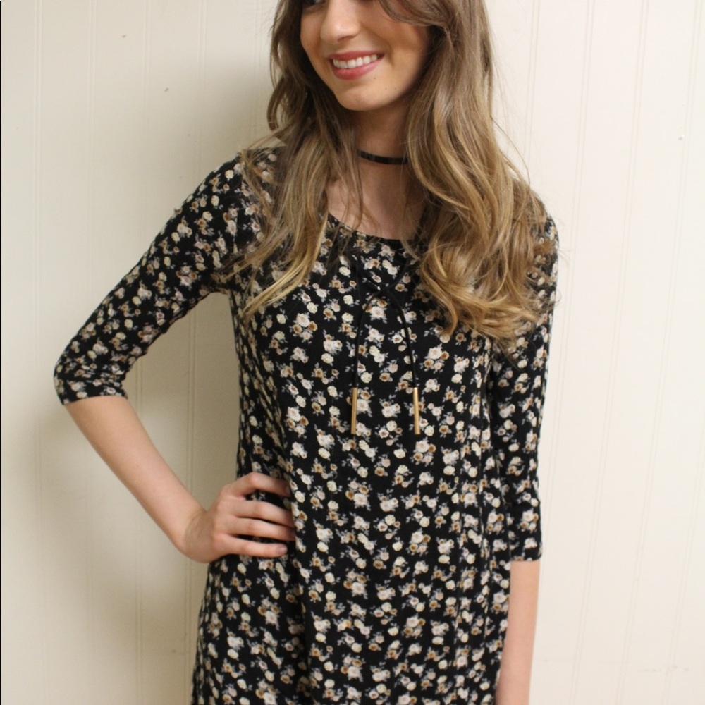 Black floral tunic