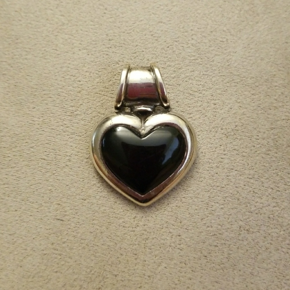 Silver and onyx heart pendant