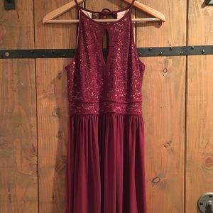 David's Bridal Wine Floor Length Dress