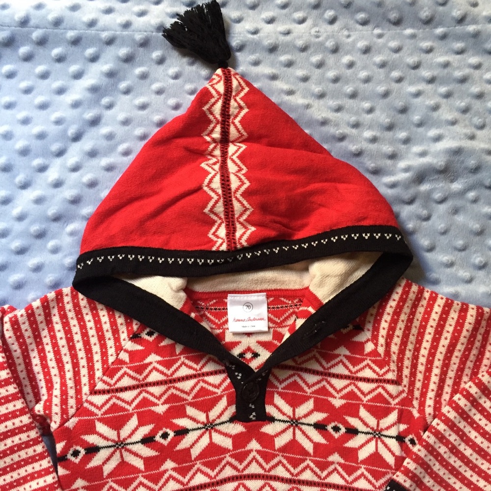 EUC Hanna Andersson Sno Happy Nordic romper (70)