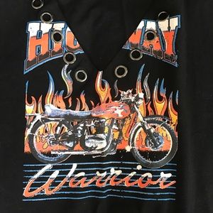 Distressed graphic muscle tank