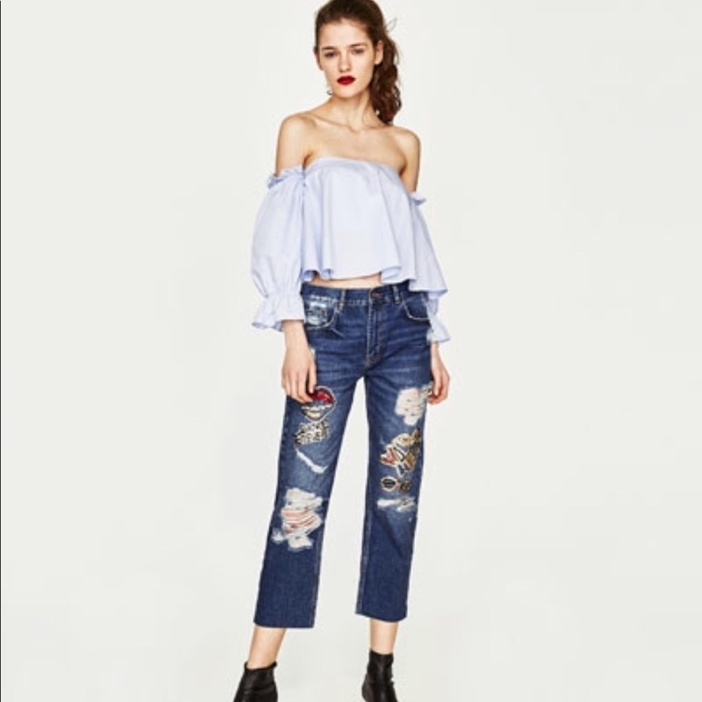 Beautiful and chic ZARA JEAN with parches
