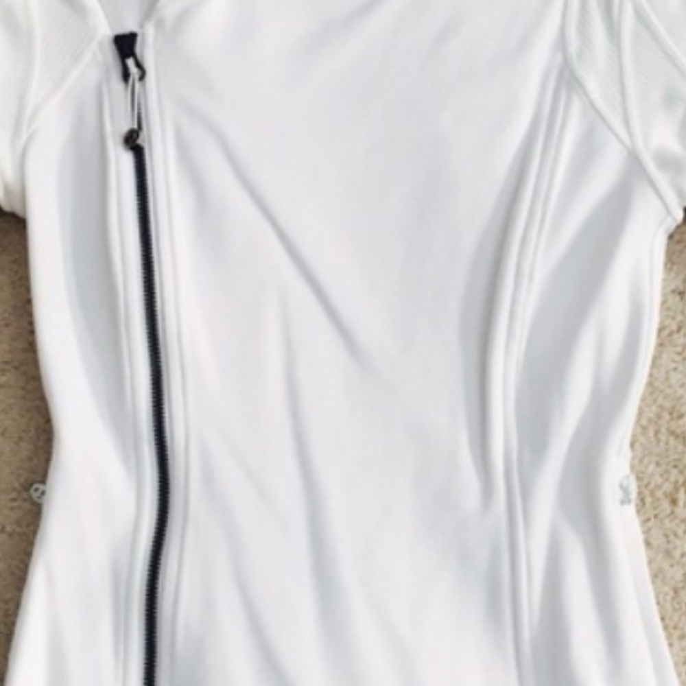 Crisp white lululemon zip up.