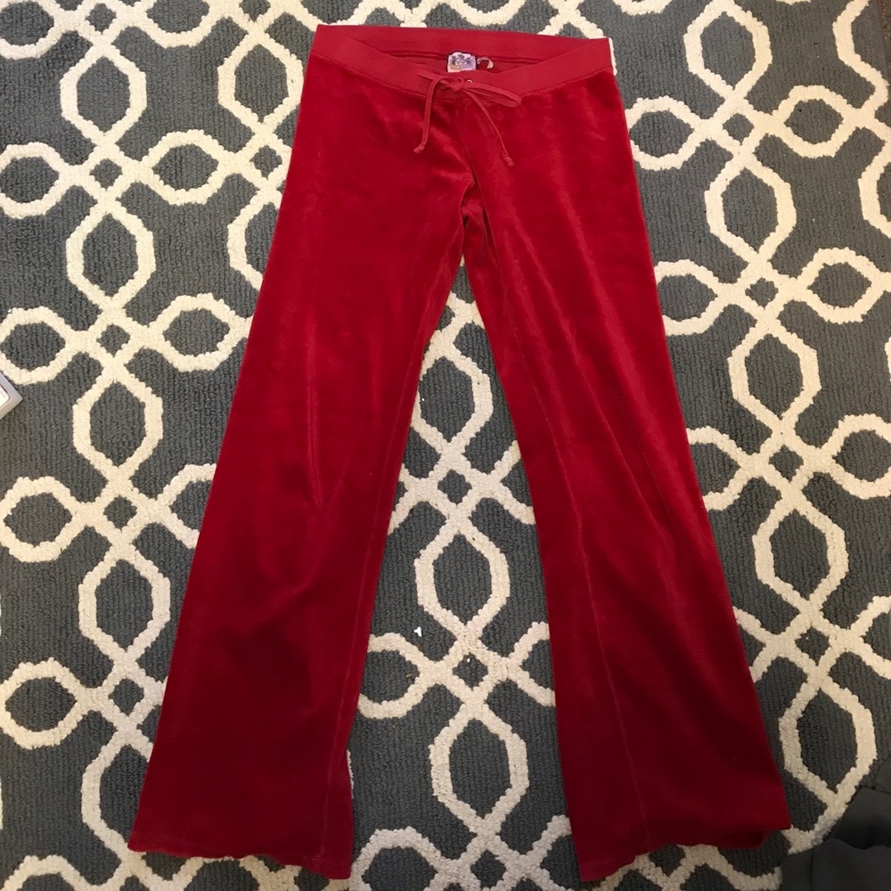 Juicy Couture Velour Track Pant Red Small