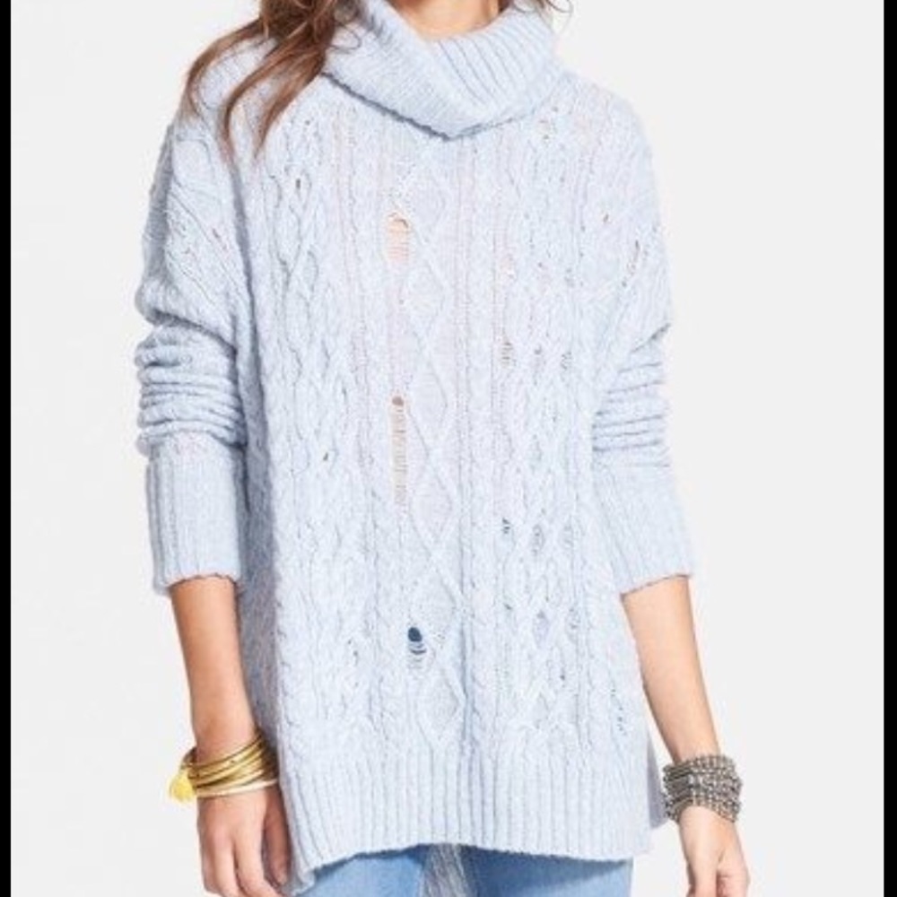 Free people complex cable knit pullover nwt XS