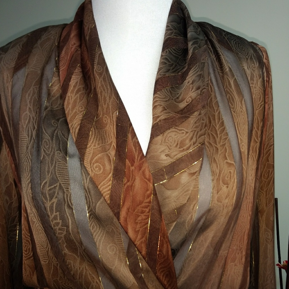 Donna Degnan NY V-Neck Stripe Shawl Blouse