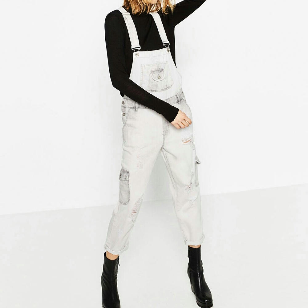ZARA Bleach Cargo Style New Romper XS+
