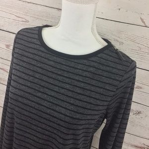 -Ann Taylor LOFT- Black & Gray Striped Dress