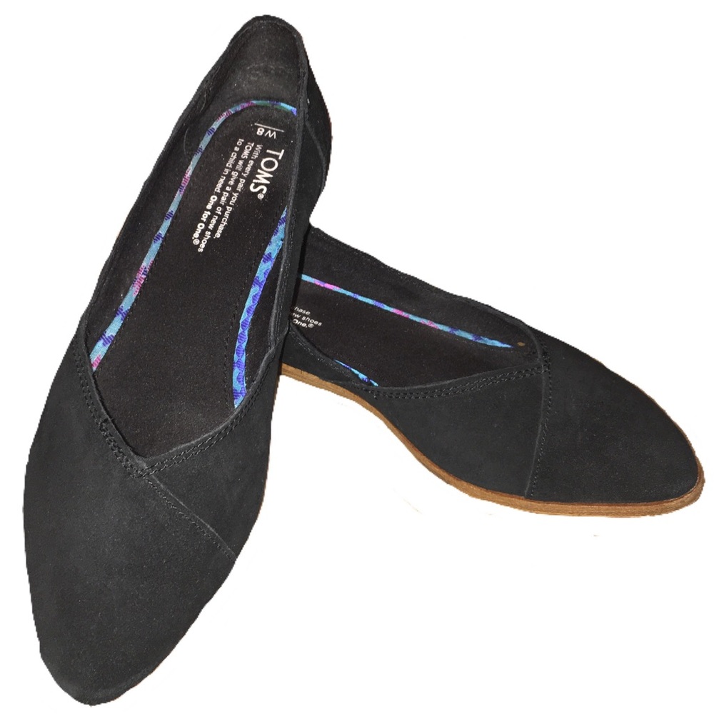 Women's Black Suede TOMS Jutti Flats