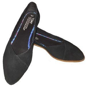 Women's Black Suede TOMS Jutti Flats