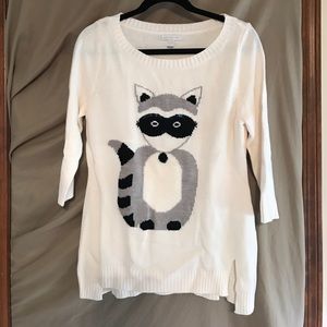 NY & Co. 3/4 Sleeve White Raccoon Sweater NWOT
