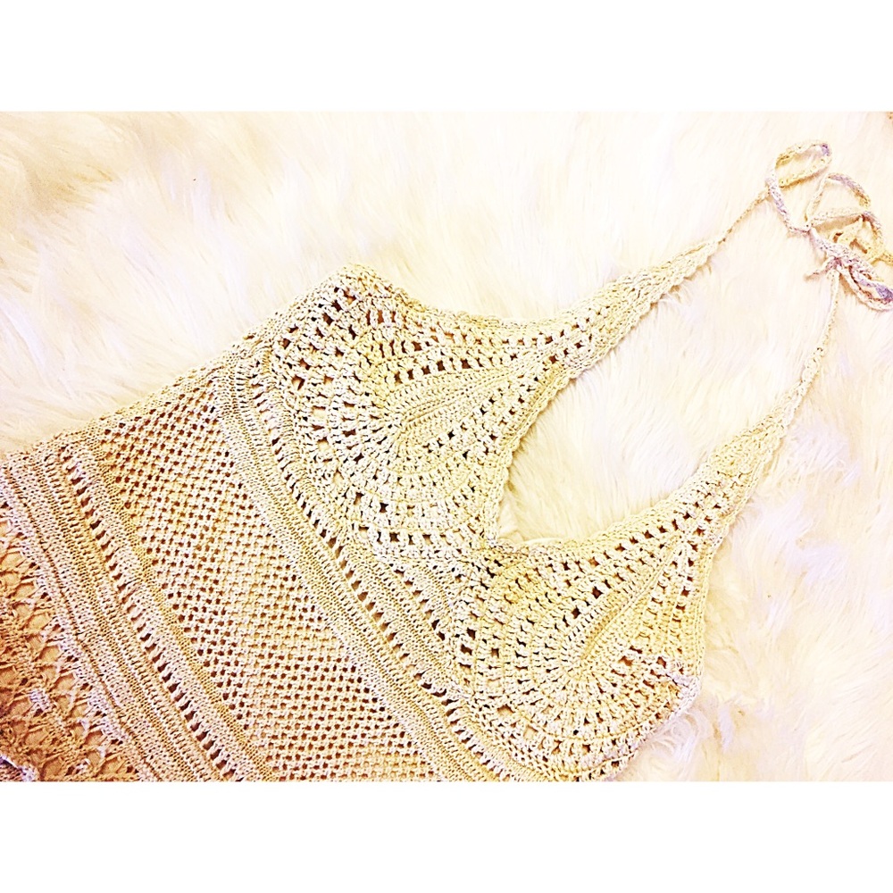Cream Colored Croquette & Lace Maxi Dress