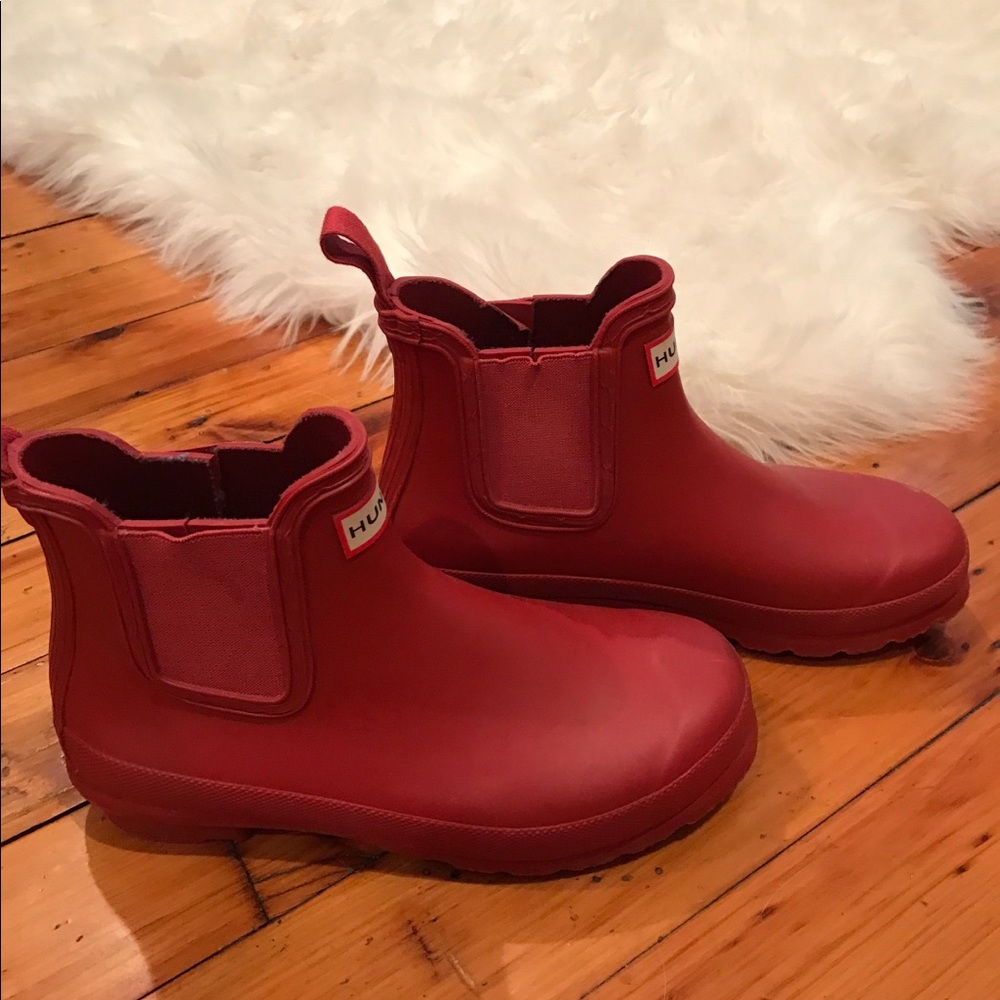 Hunter Red Chelsea Rain Boots