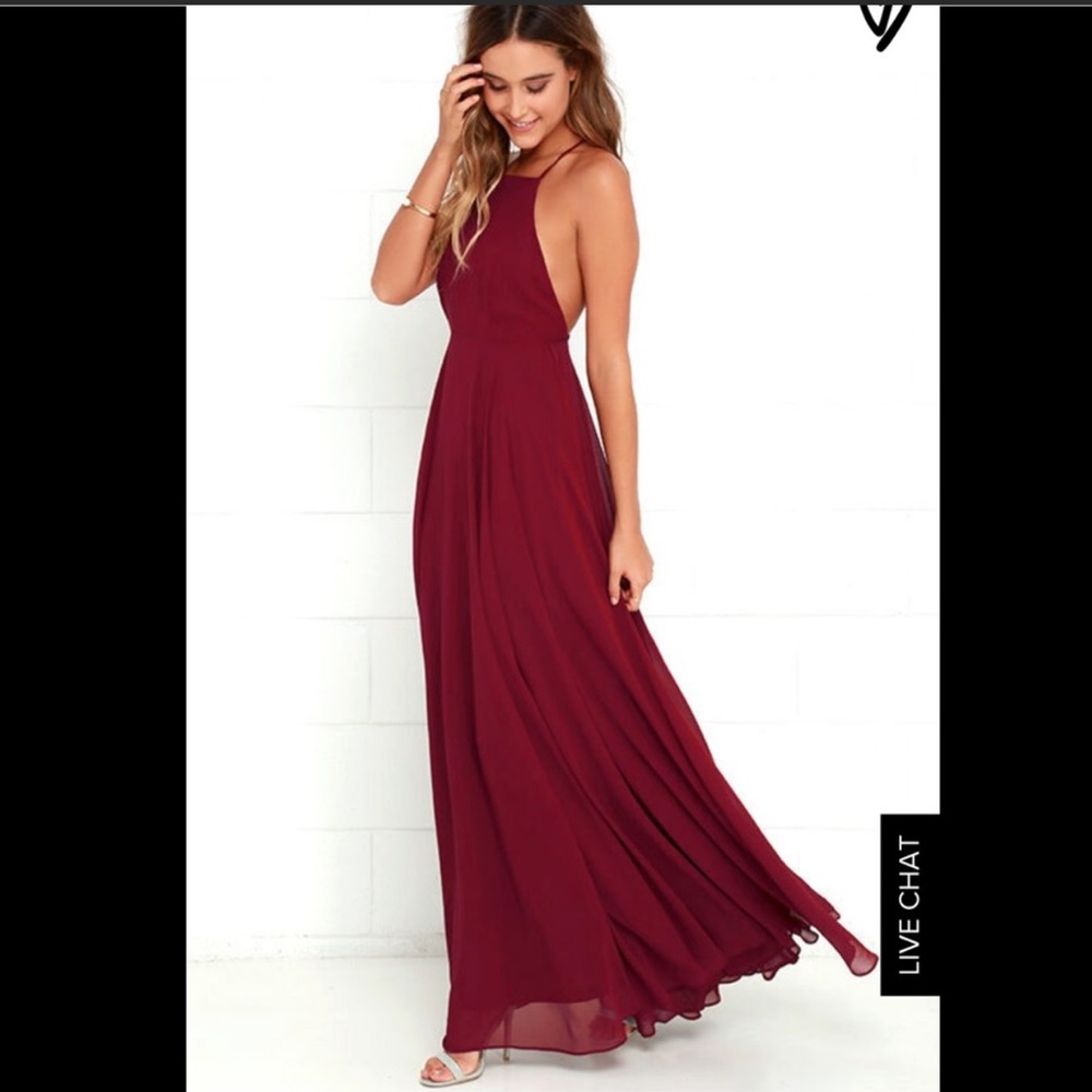 Lulus mythical kind of love wine red maxi dress! L