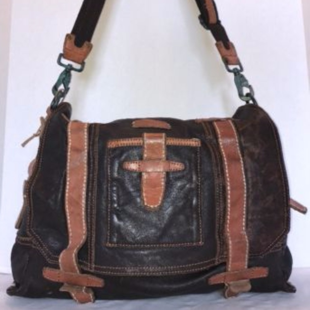 OLD TREND Brown Rustic Leather Briefcase Crossbody