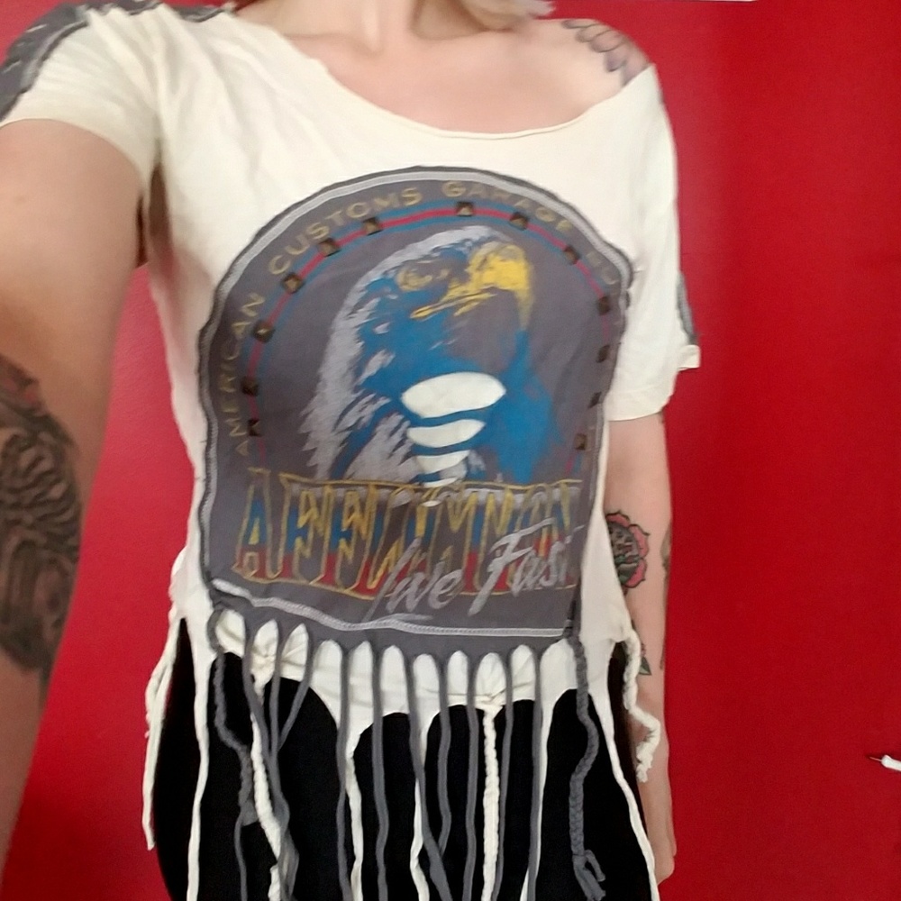 Affliction Eagle Vintage Fringe Top