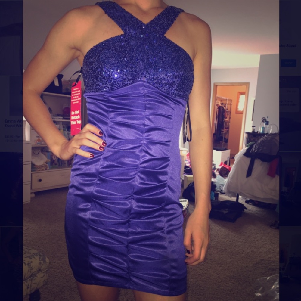 Blue sequin club dress