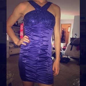 Blue sequin club dress