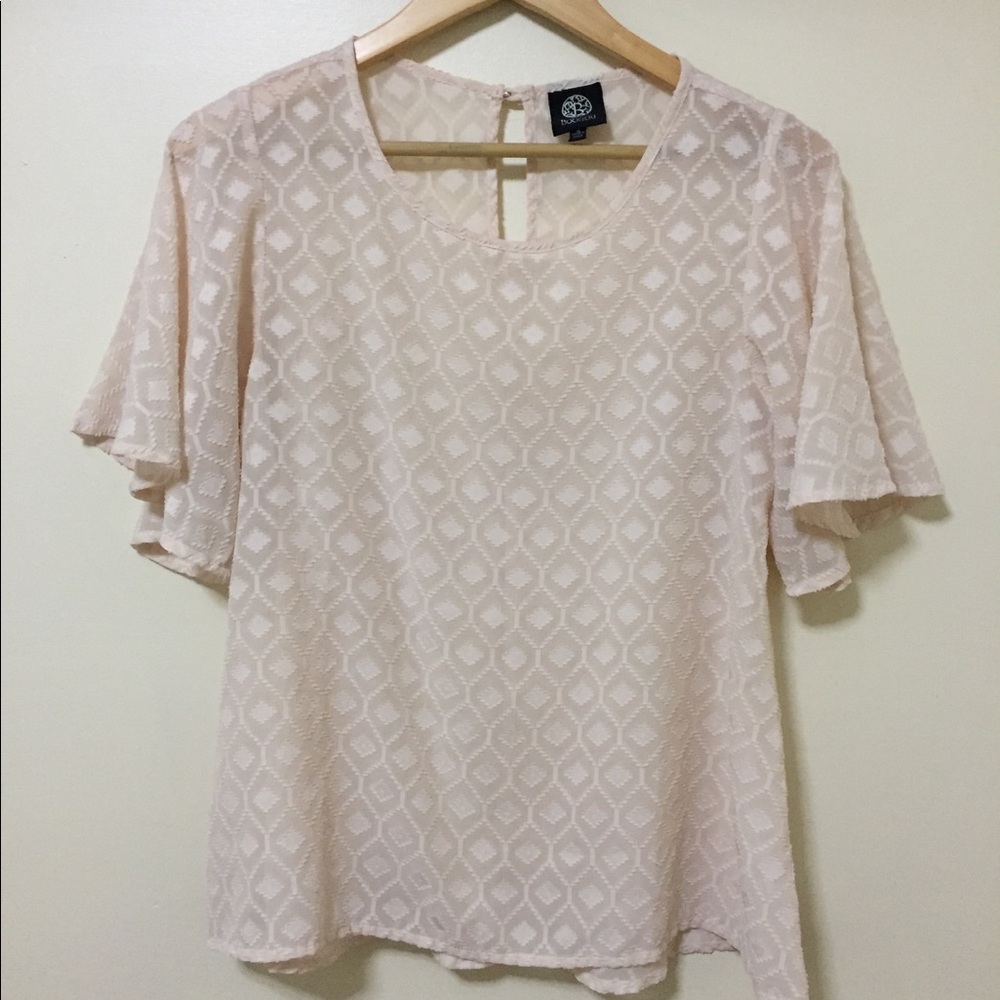 Bobeau Boho Blush Pink Nude Pink Blouse Top