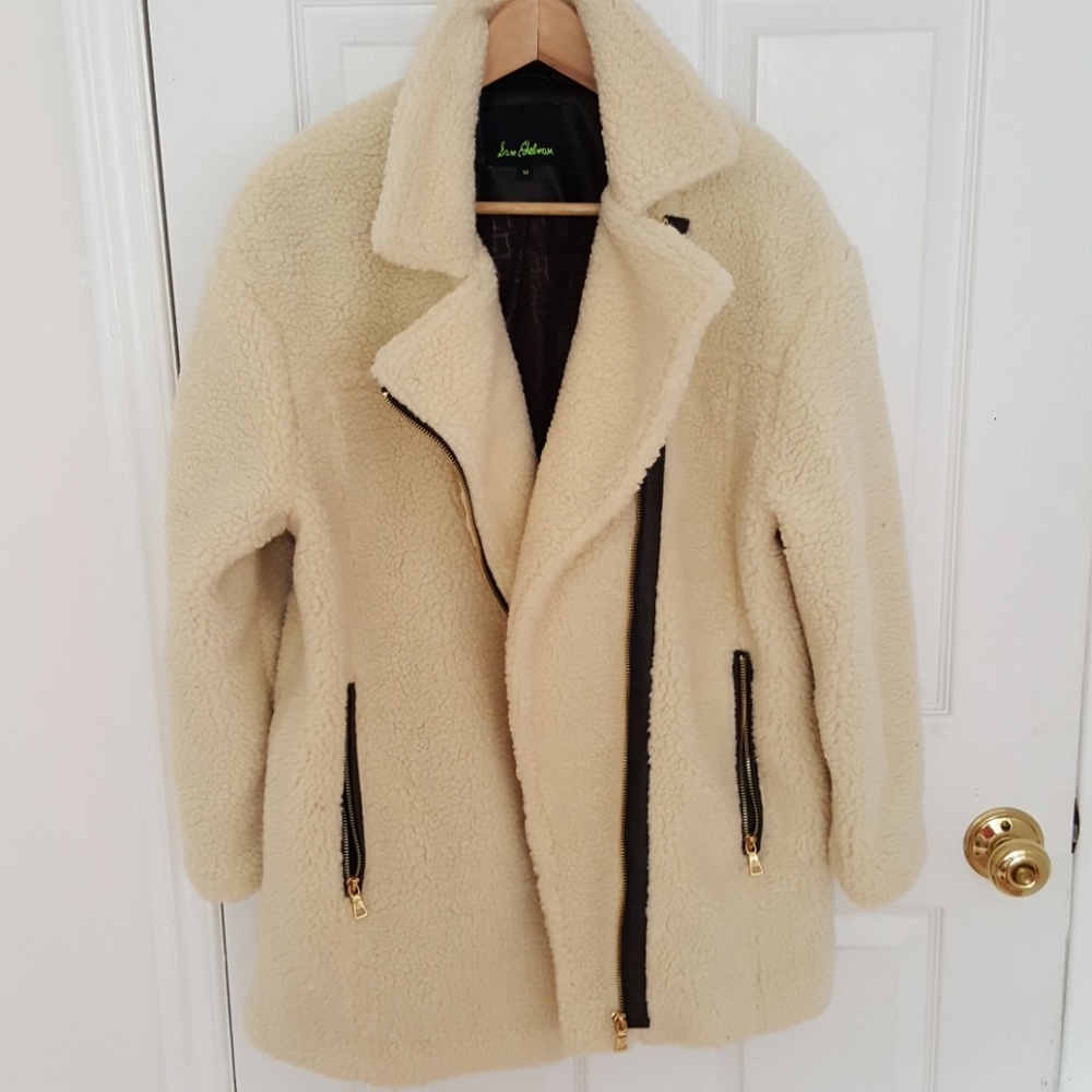 New Sam Edelman Asymmetrical Faux Fur Moto Jacket - Picture 4 of 4