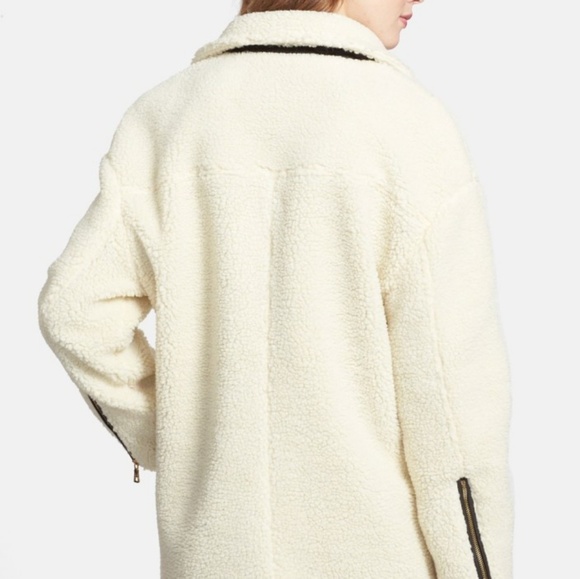 New Sam Edelman Asymmetrical Faux Fur Moto Jacket - Picture 3 of 4