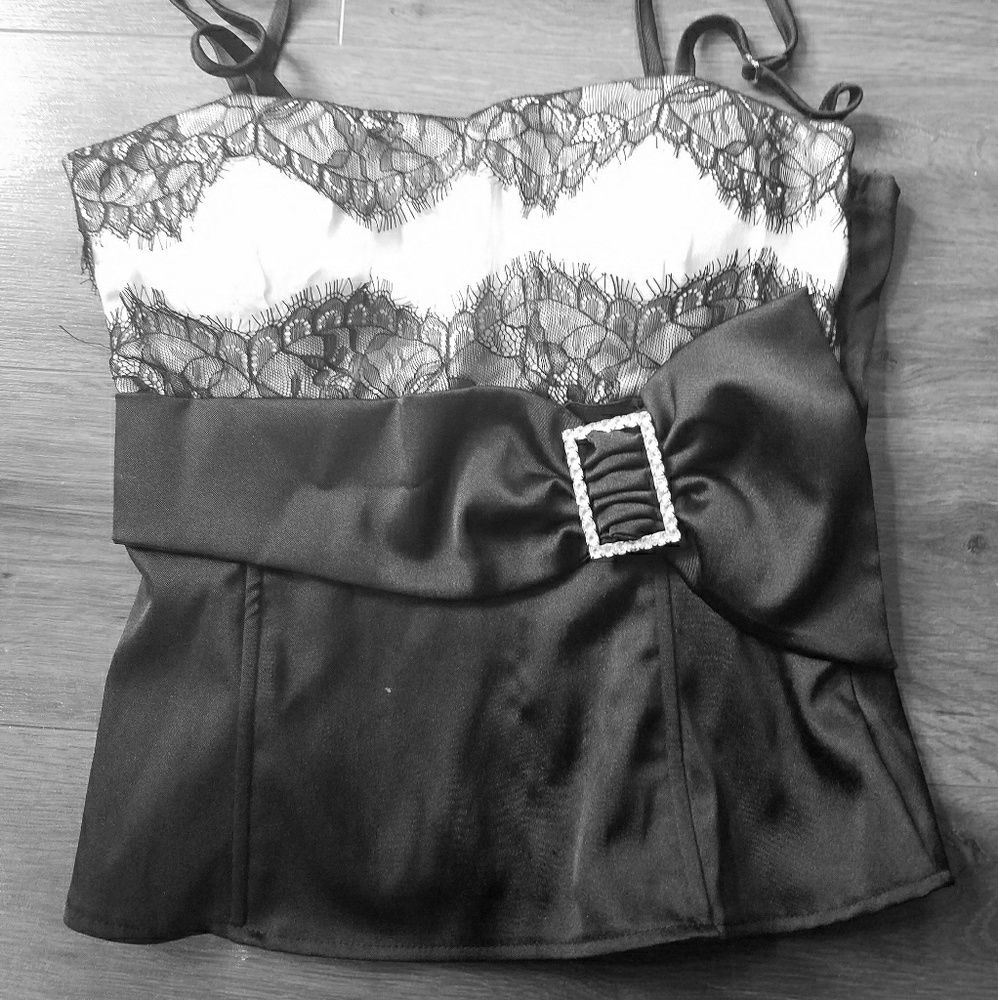Black & White Satin Blouse