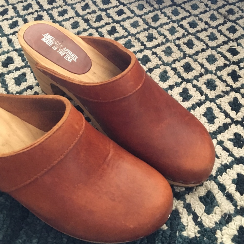 American Apparel wooden clog heels