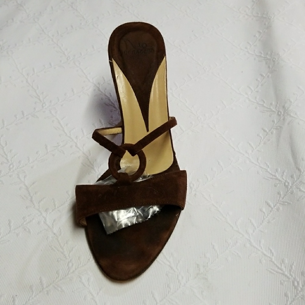 Brown suede mules