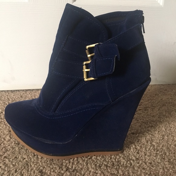 Royal blue wedge booties - Picture 2 of 2