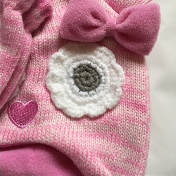 Little Olivia Baby Pink Knit Owl Hat & Mittens Set - Picture 3 of 4