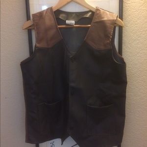 Brown Faux Leather Vest Western Halloween
