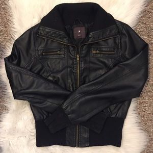 Faux Leather Bomber Jacket