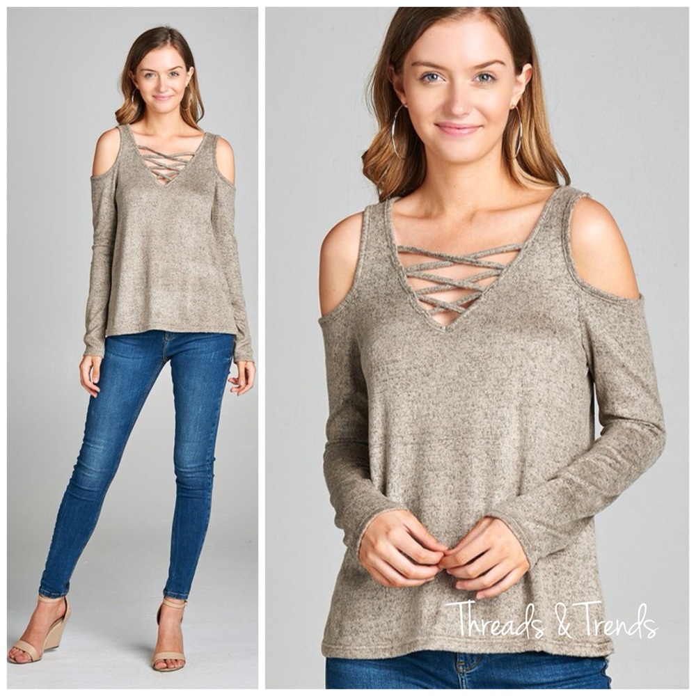 FLASH SALE! Off Shoulder Criss Criss Knit Sweater