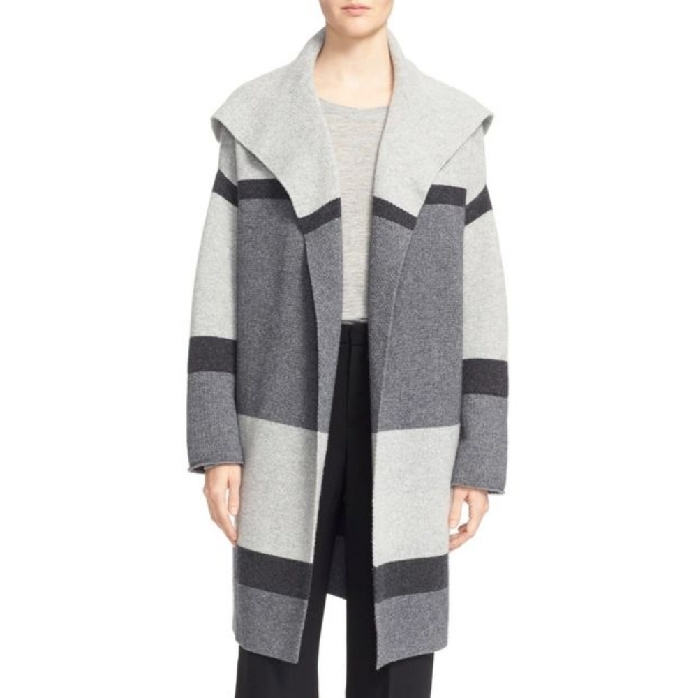 New Vince Cashmere & Wool Color Block Car Coat