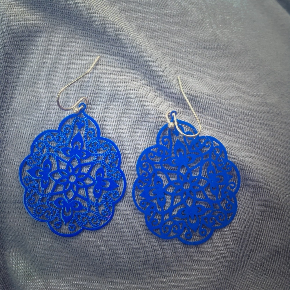 blue filigree earrings