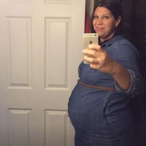 1x plus size maternity jean dress long sleeve