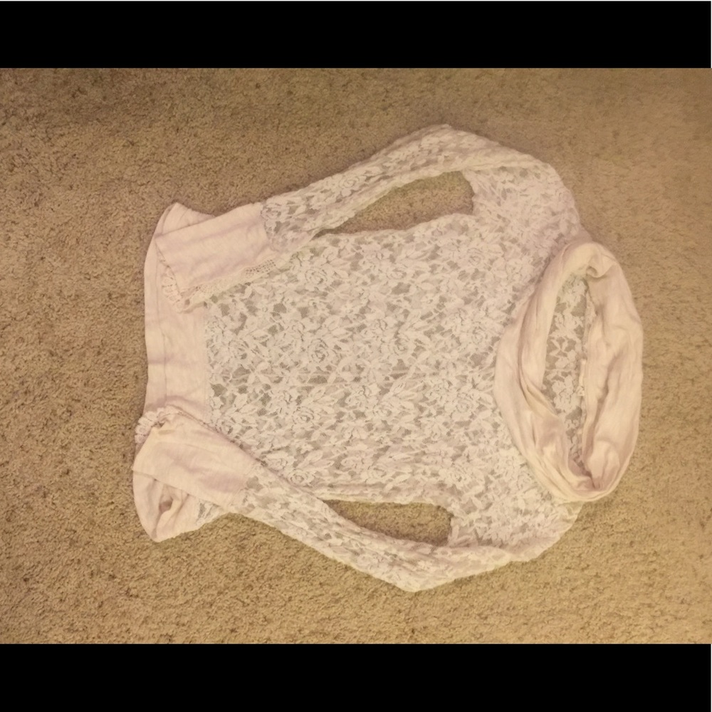 Lilka Cow Neck White Lace Long Sleeve