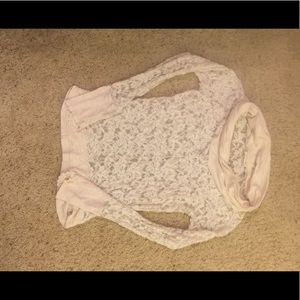 Lilka Cow Neck White Lace Long Sleeve