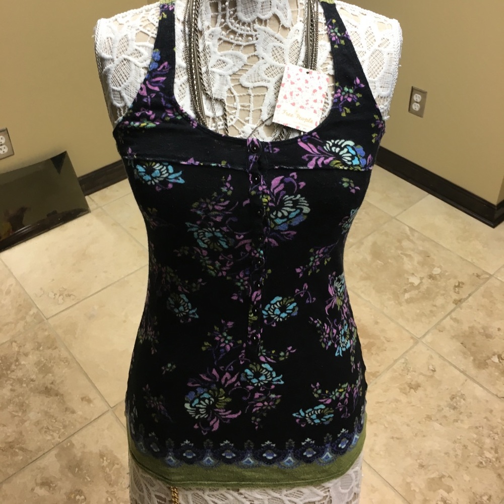 FREE PEOPLE 💫NWOT FLOWER POWER💫amazing tank top!
