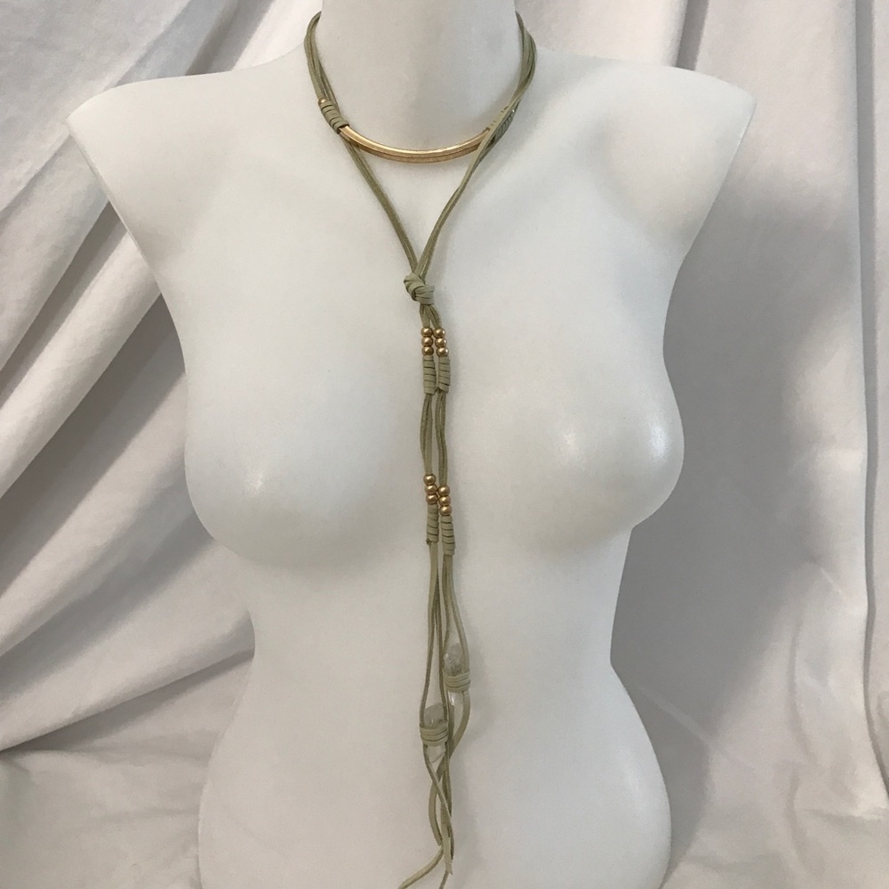 vegan  leather gold karma choker necklace new