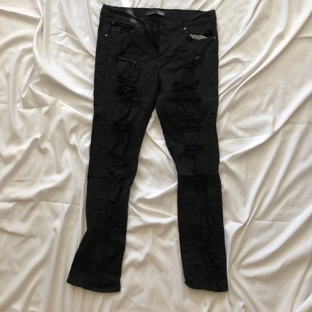 Rustic Dime Black Destructed Jeans Size 38