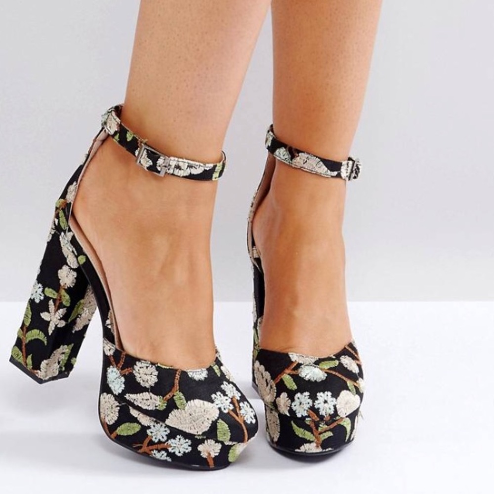 Public Desire Ultra Black Embroidered Platform