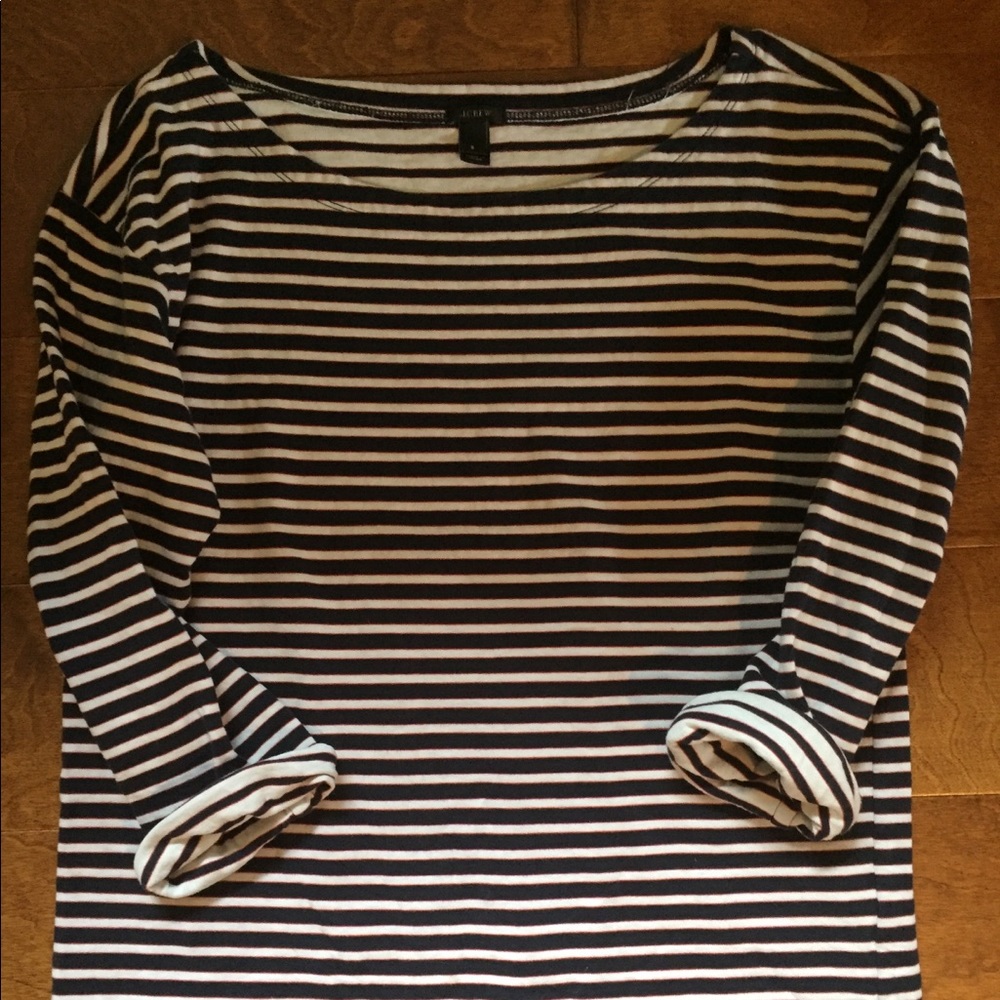 J.Crew Navy/Pink Strip Top