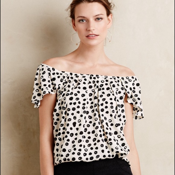 Anthropologie Tops - FINAL PRICE Maeve b/w polka dot blouse