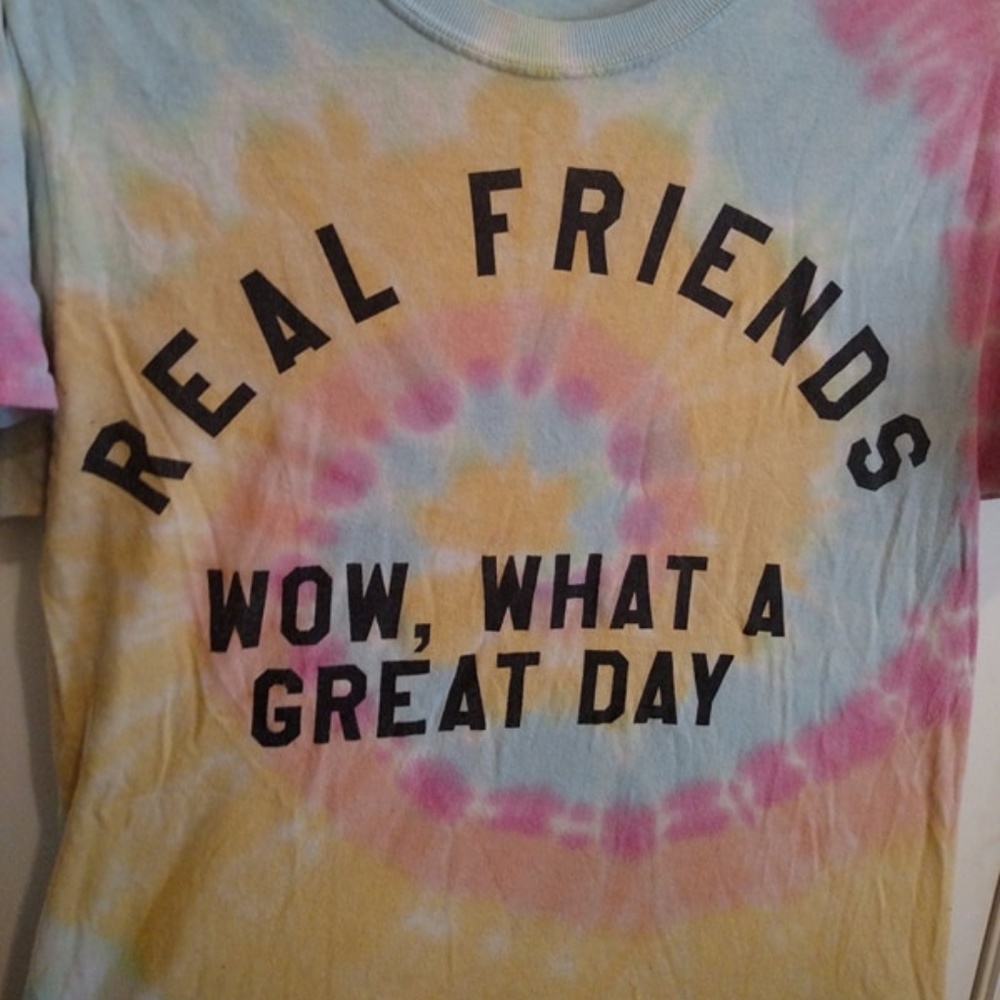 Real Friends "Wow What A Great Day" tie dye shirt