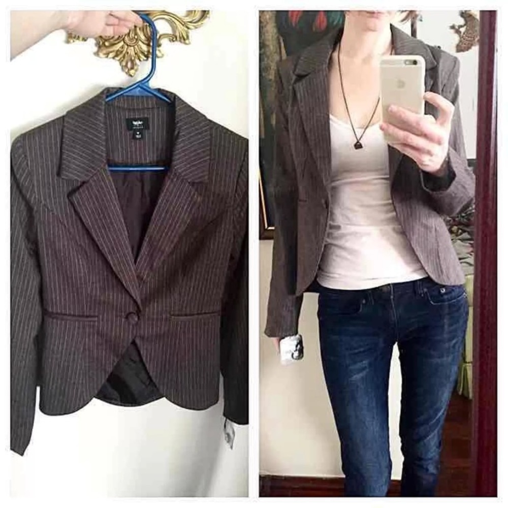 Mossimo brown pinstripe blazer suit jacket